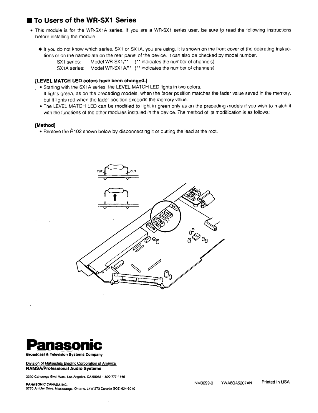 Panasonic WU-SX01A manual 