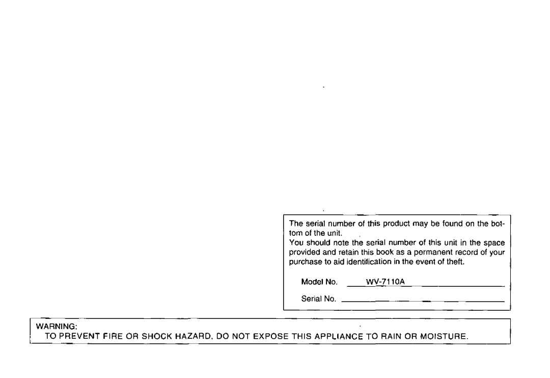 Panasonic WV-7110A manual 