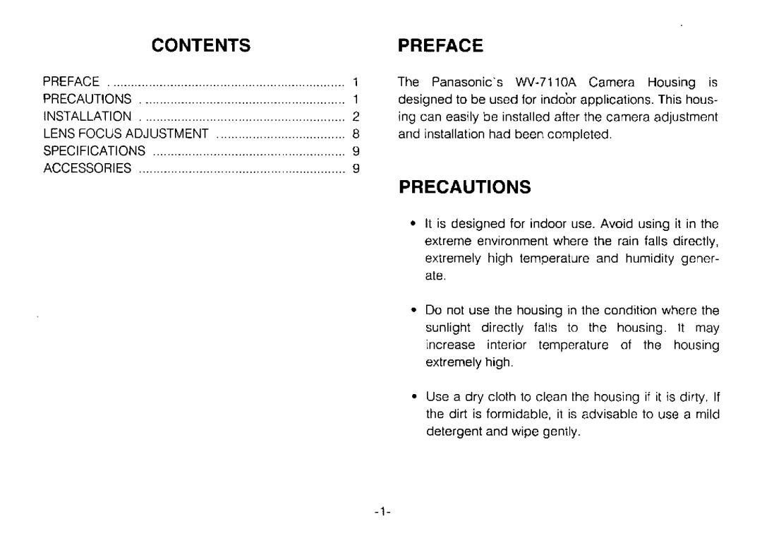 Panasonic WV-7110A manual 