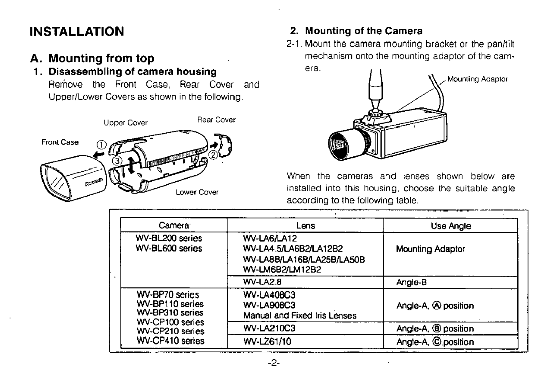 Panasonic WV-7110A manual 