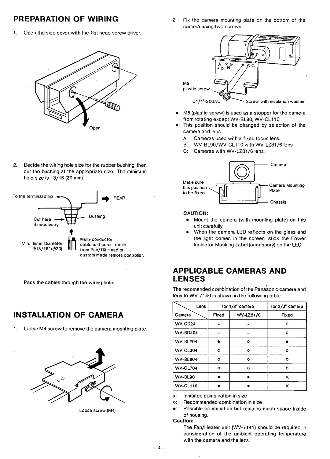 Panasonic WV-7140 manual 