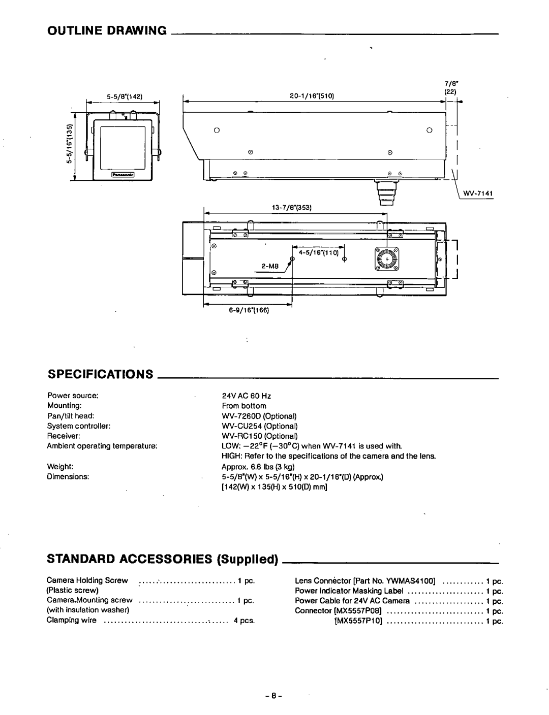 Panasonic WV-7140 manual 