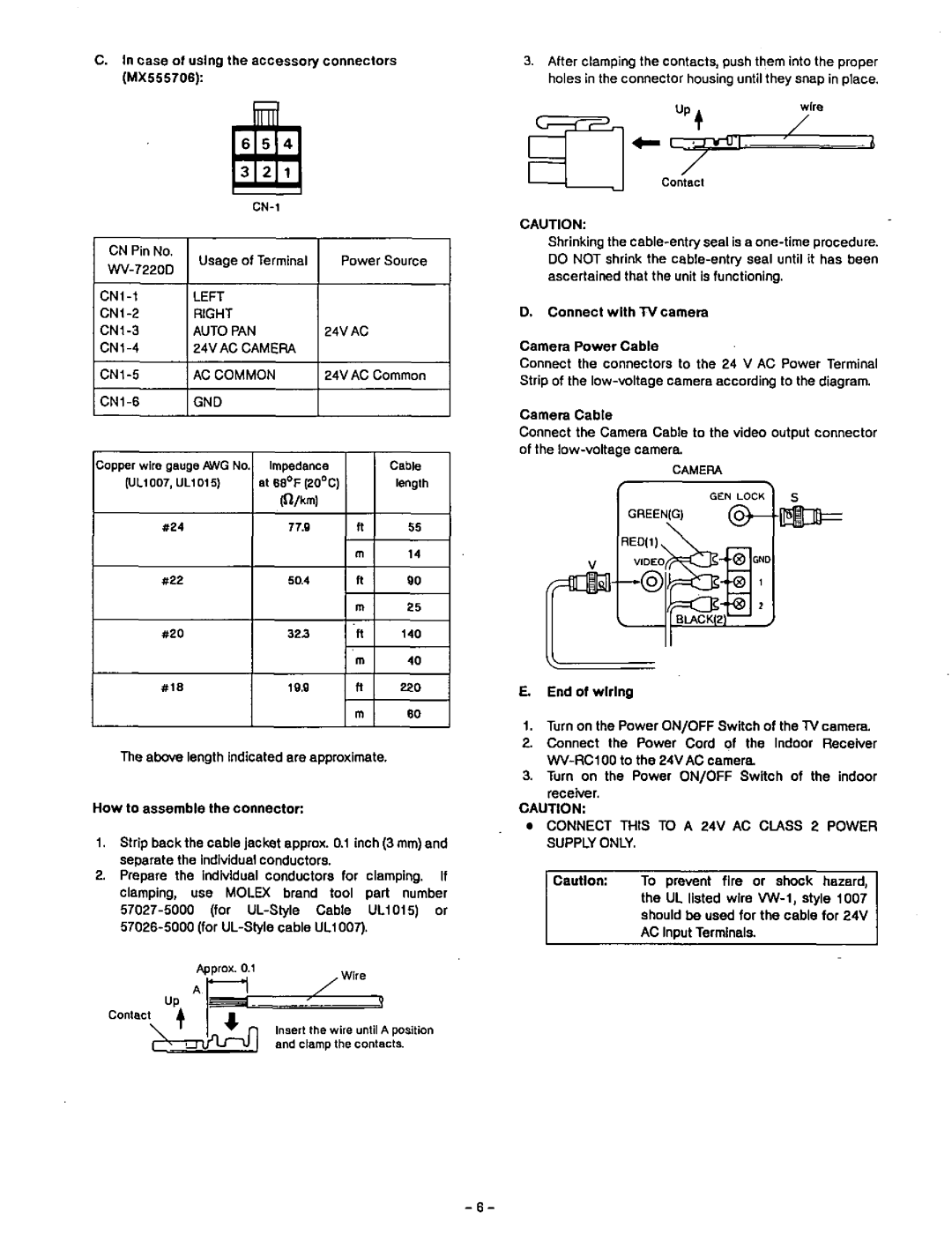 Panasonic WV-7220D manual 