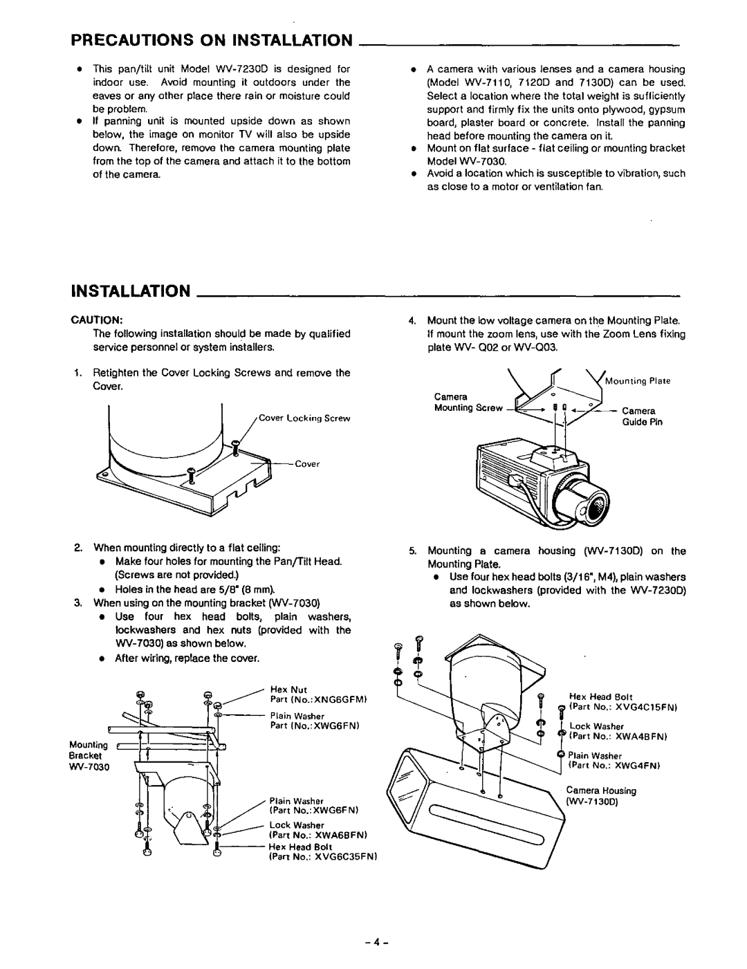 Panasonic WV-7230D manual 