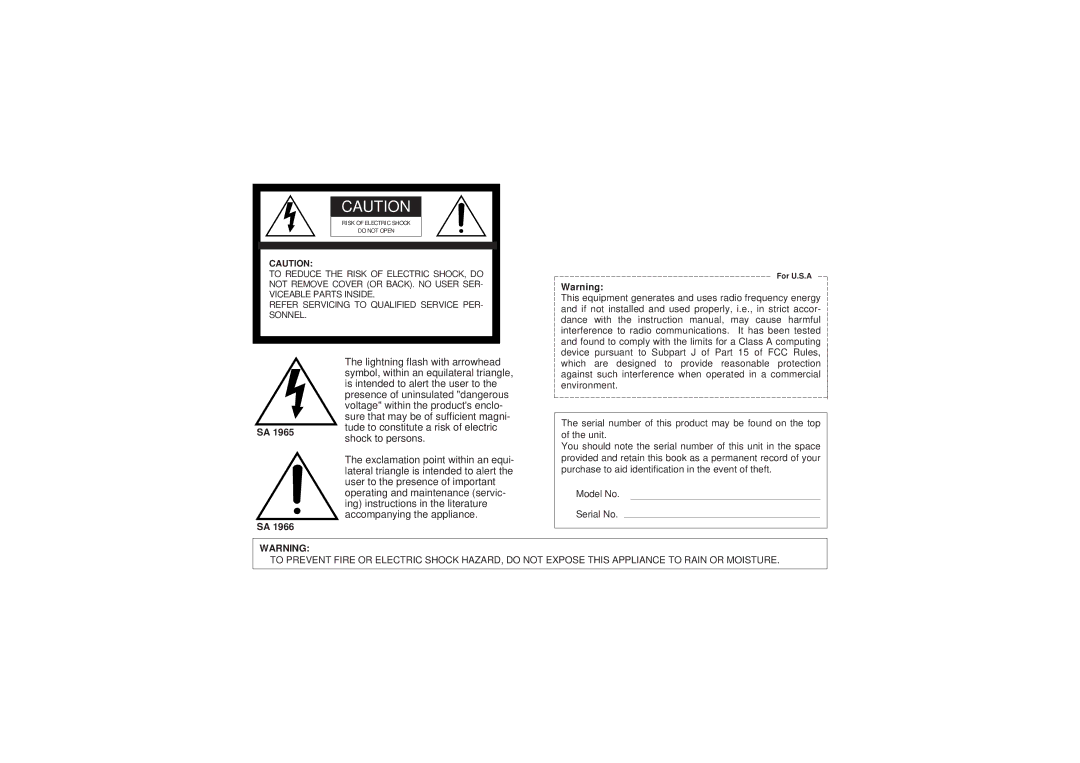 Panasonic WV-BF102, WV-CF202 manual Symbol, within an equilateral triangle 