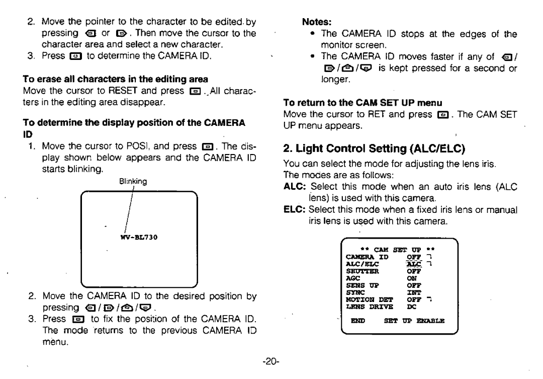 Panasonic WV-BL730 manual 