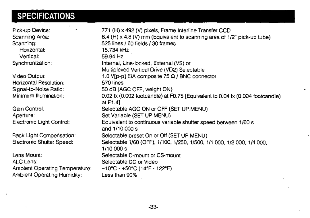 Panasonic WV-BL730 manual 