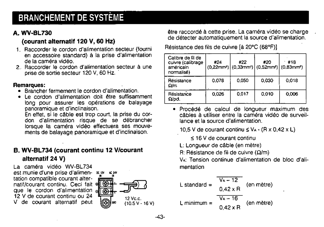 Panasonic WV-BL730 manual 