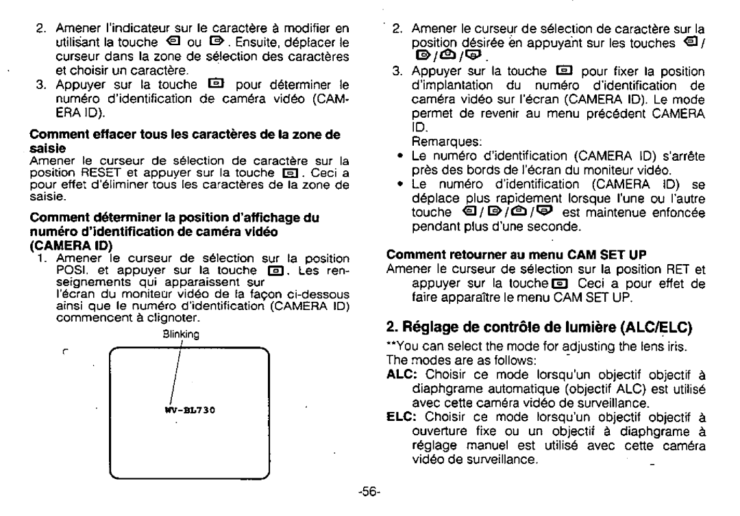 Panasonic WV-BL730 manual 