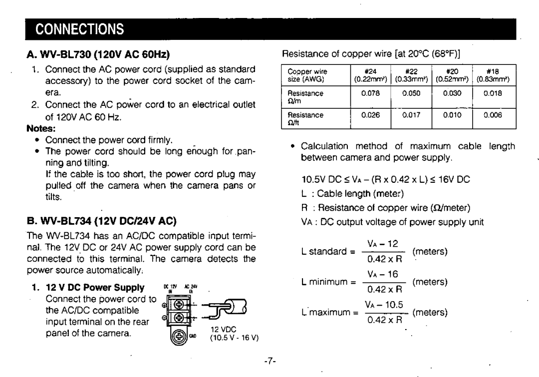 Panasonic WV-BL730 manual 