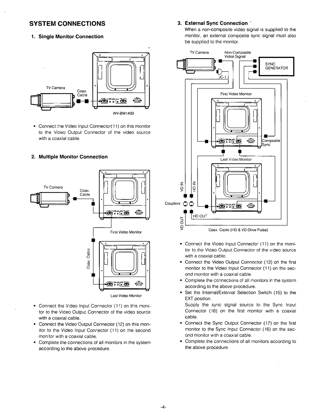 Panasonic WV-BM1400 manual 