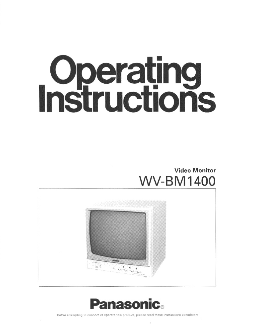 Panasonic WV-BM1400 manual 