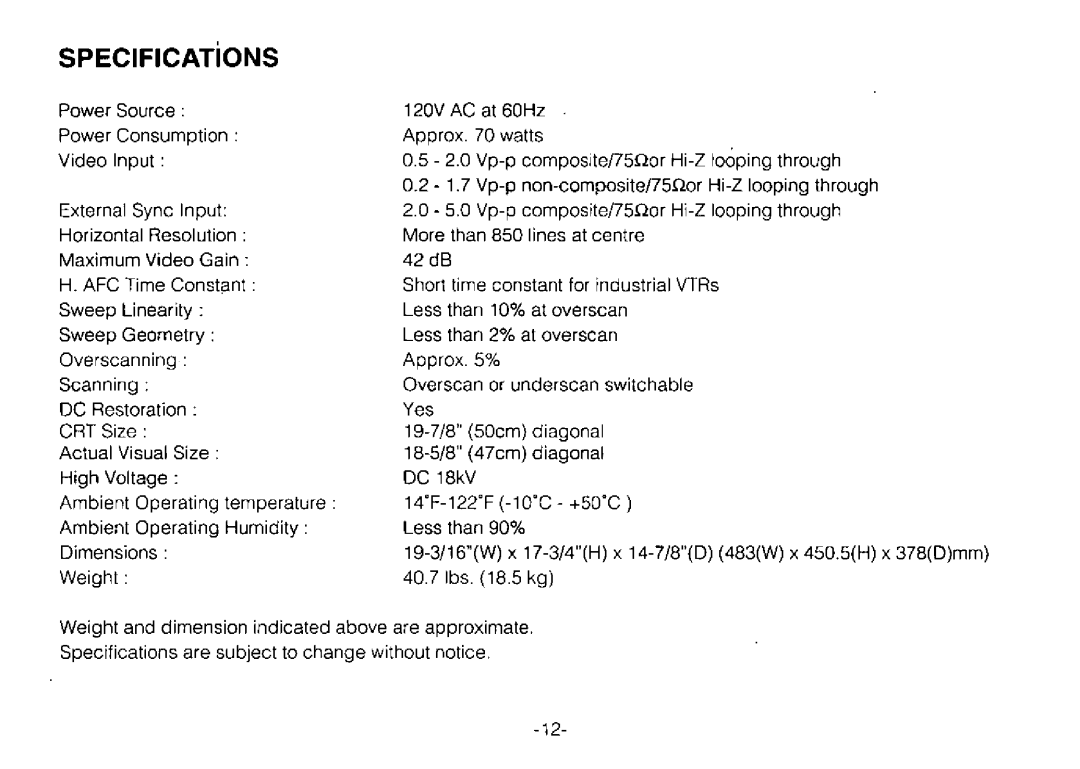 Panasonic WV-BM1900 manual 