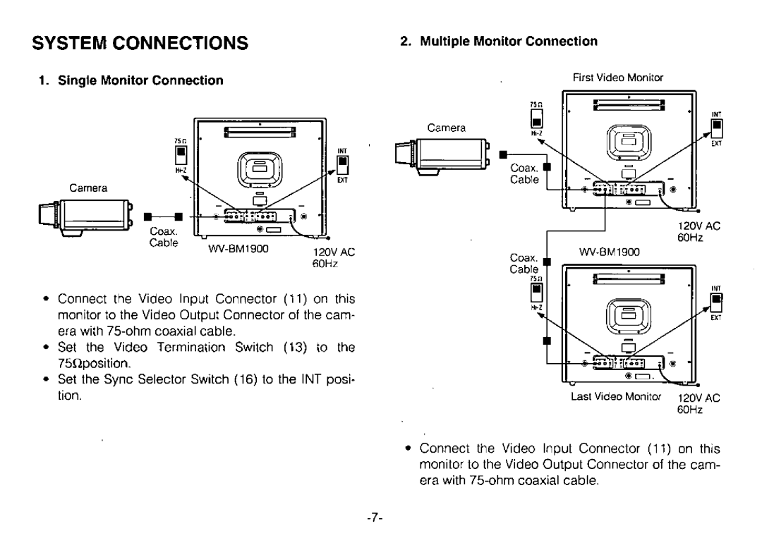 Panasonic WV-BM1900 manual 