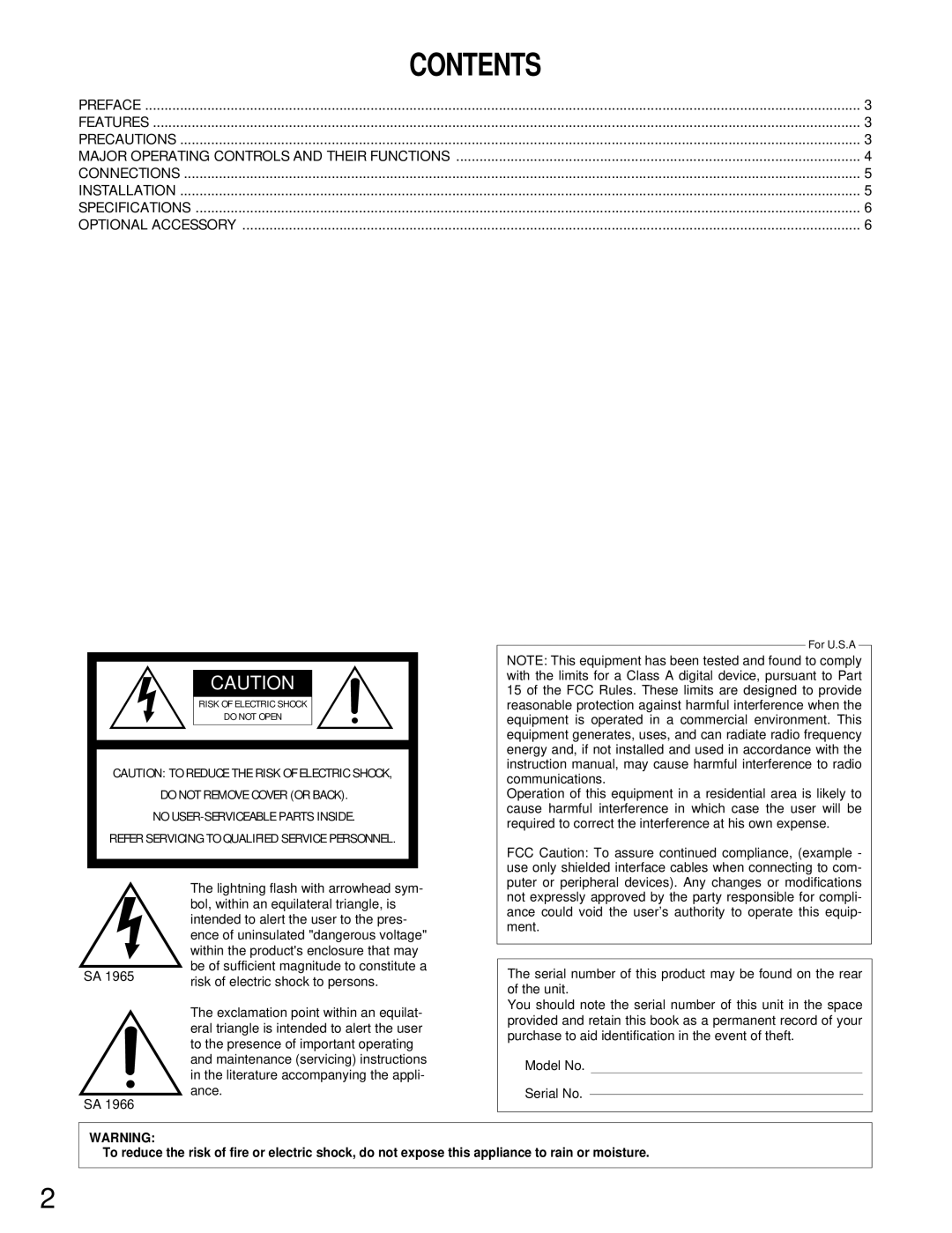 Panasonic WV-BM990 operating instructions Contents 