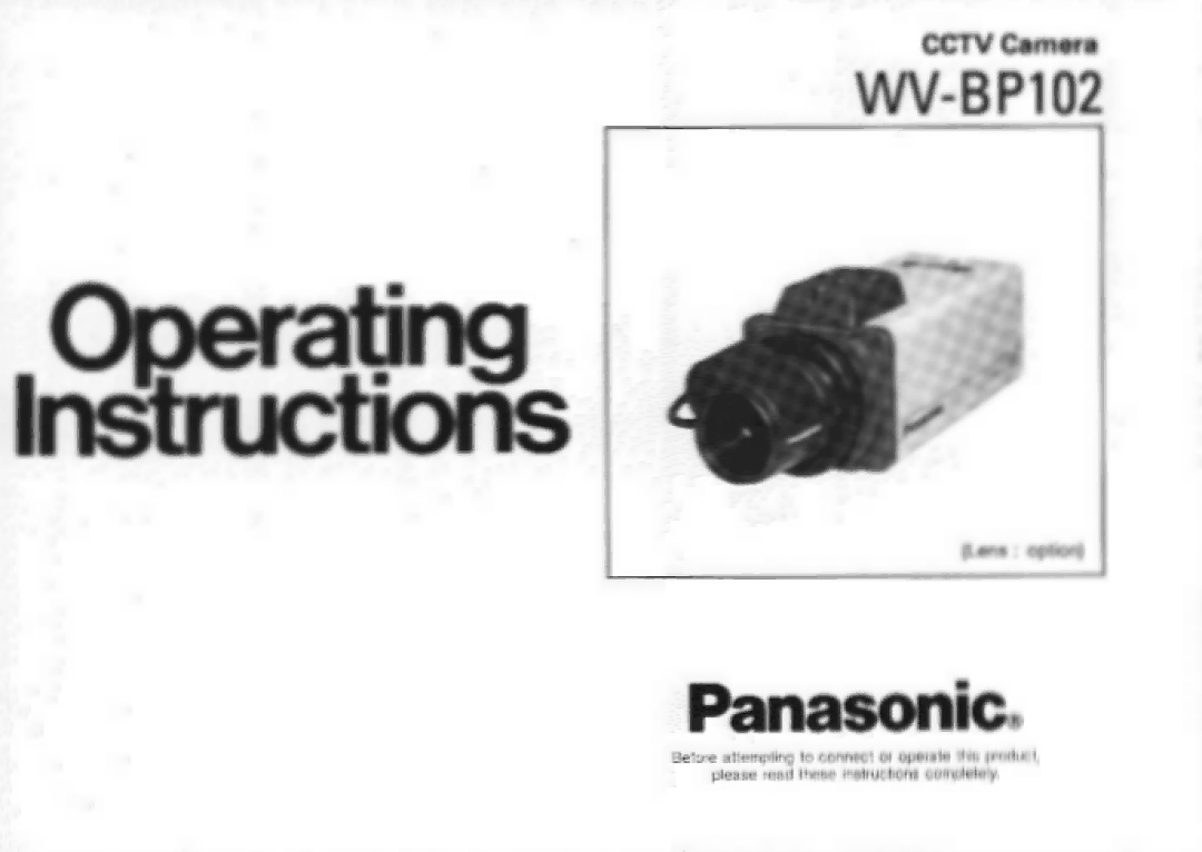 Panasonic WV-BP102 manual 