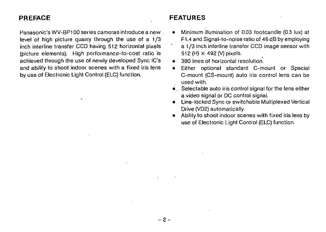 Panasonic WV-BP104, WV-BP100 manual 