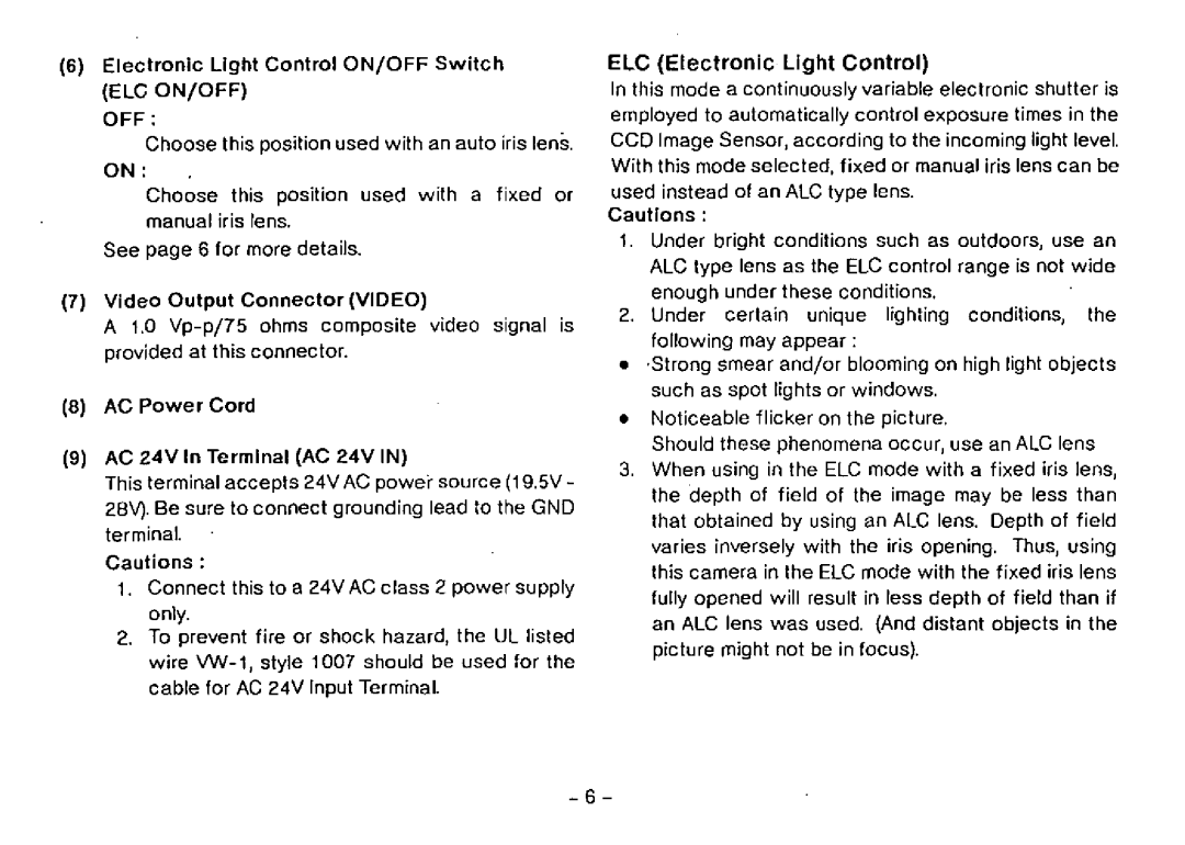 Panasonic WV-BP104, WV-BP100 manual 