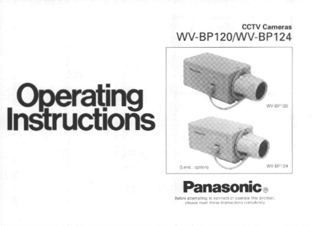 Panasonic WV-BP120 manual 
