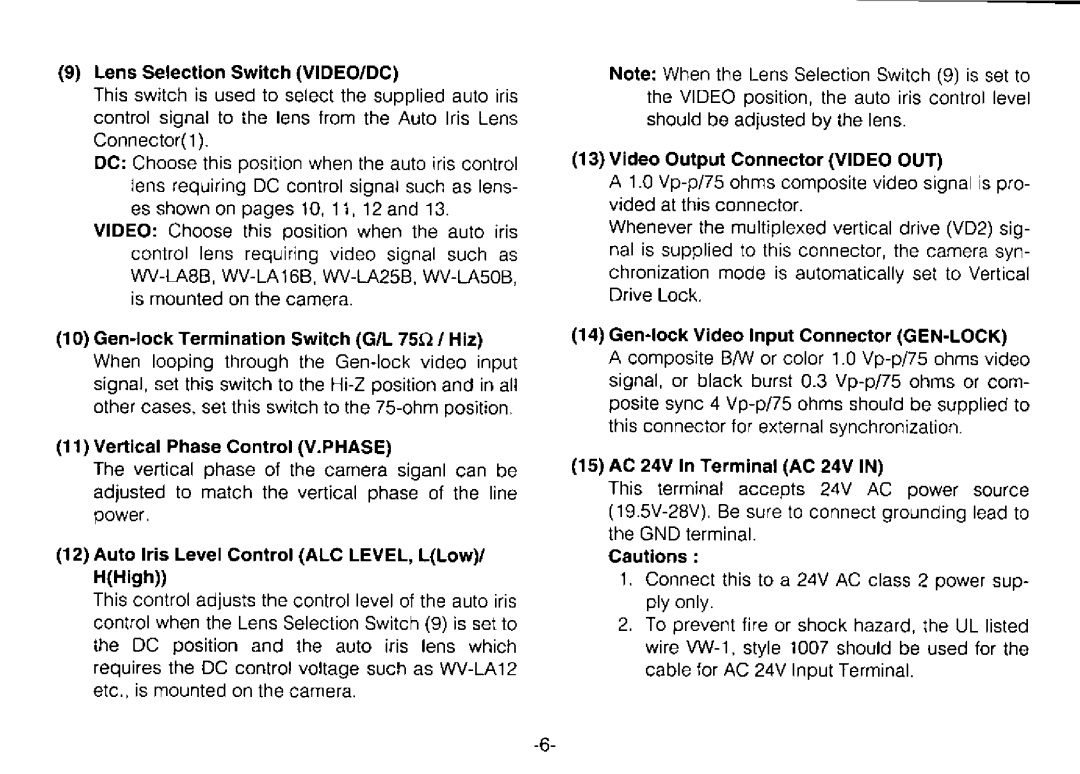 Panasonic WV-BP310 manual 