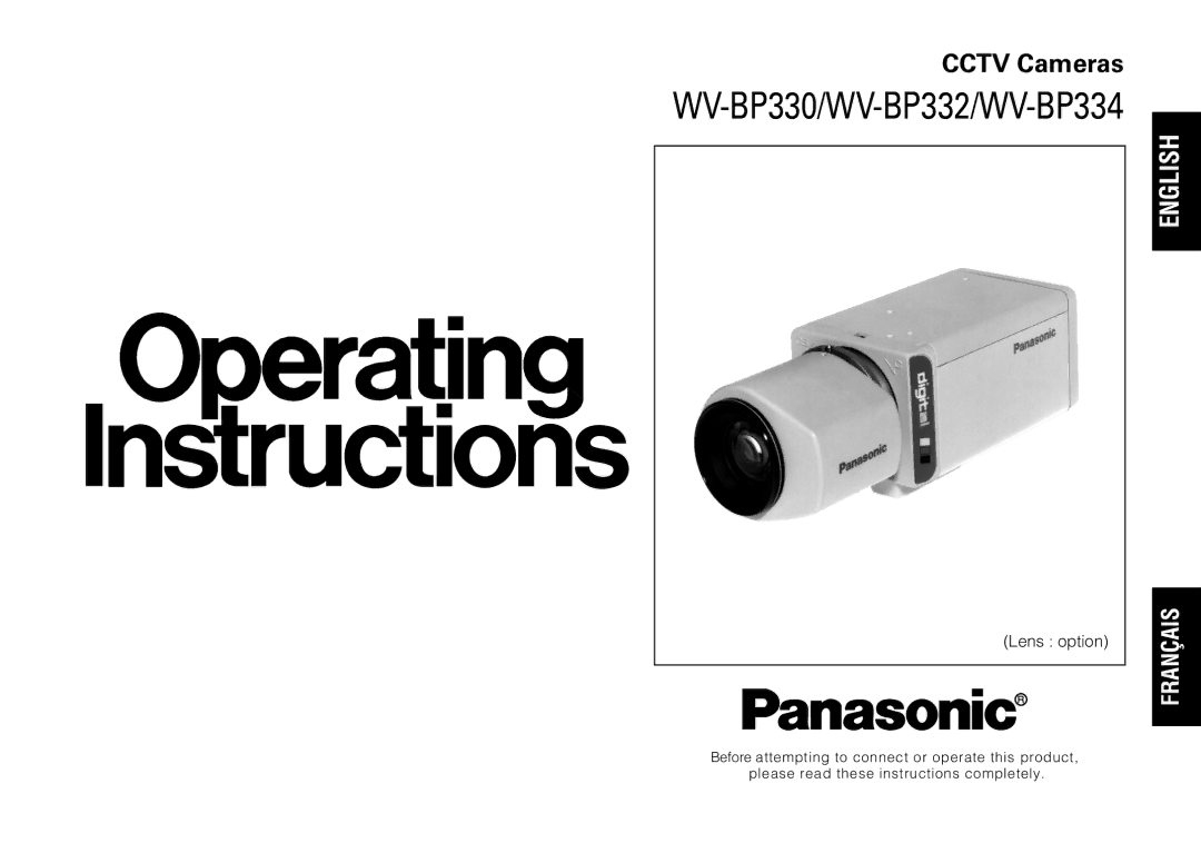 Panasonic manual WV-BP330/WV-BP332/WV-BP334 