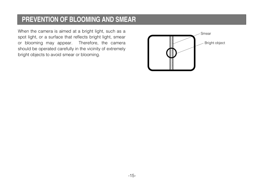 Panasonic WV-BP330 manual Prevention of Blooming and Smear 