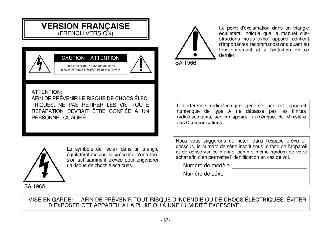 Panasonic WV-BP330 manual Version Française 