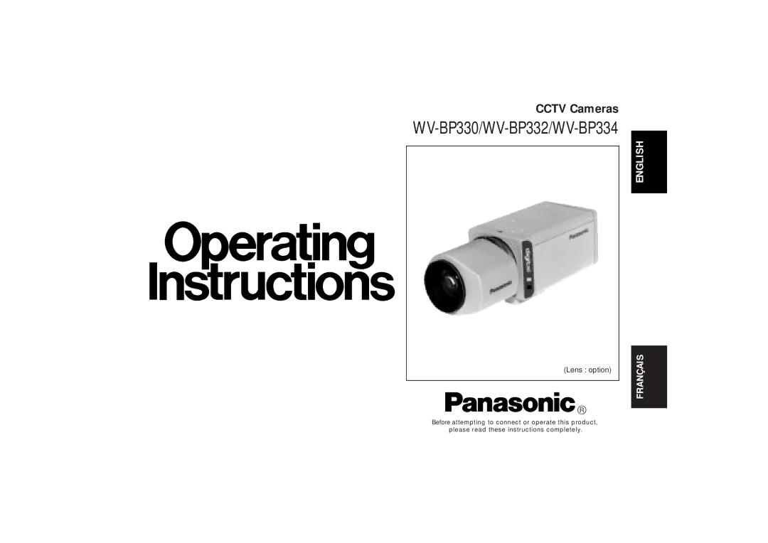 Panasonic manual WV-BP330/WV-BP332/WV-BP334, English 