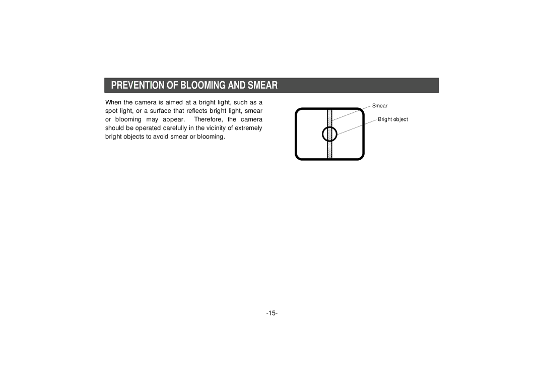 Panasonic WV-BP334, WV-BP332 manual Prevention of Blooming and Smear 