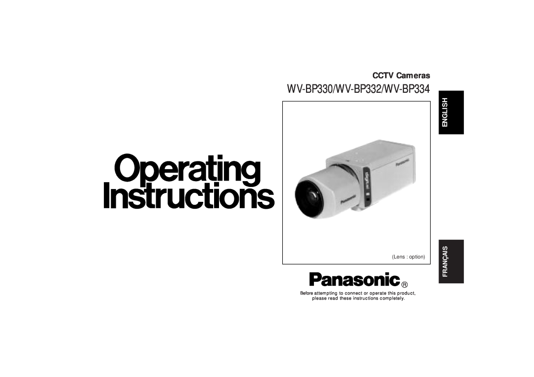 Panasonic manual English, WV-BP330/WV-BP332/WV-BP334, CCTV Cameras, Français, Lens option 