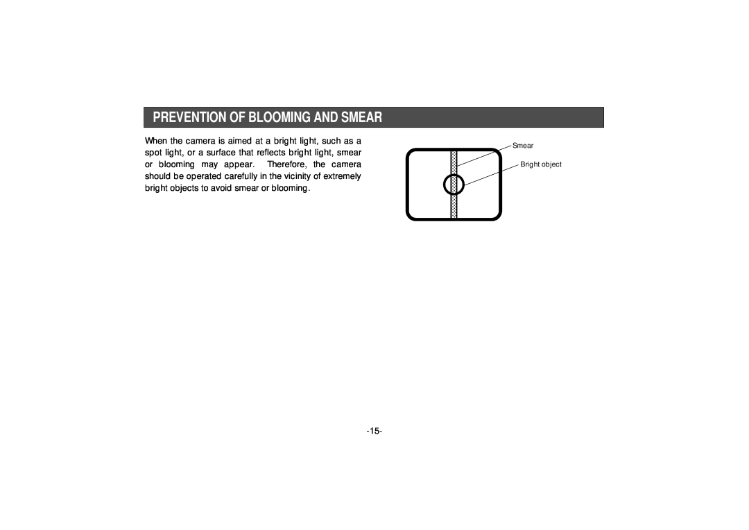Panasonic WV-BP334, WV-BP332 manual Prevention Of Blooming And Smear, Smear Bright object 