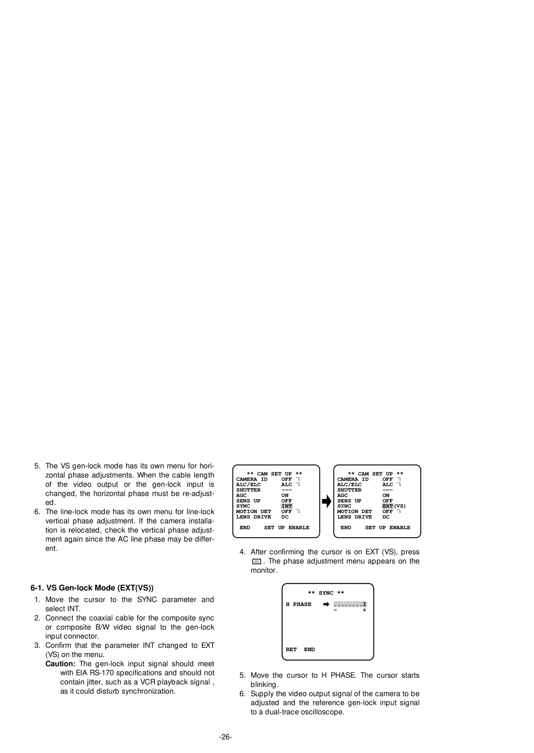 Panasonic WV-BP554 manual VS Gen-lock Mode Extvs, Ent 