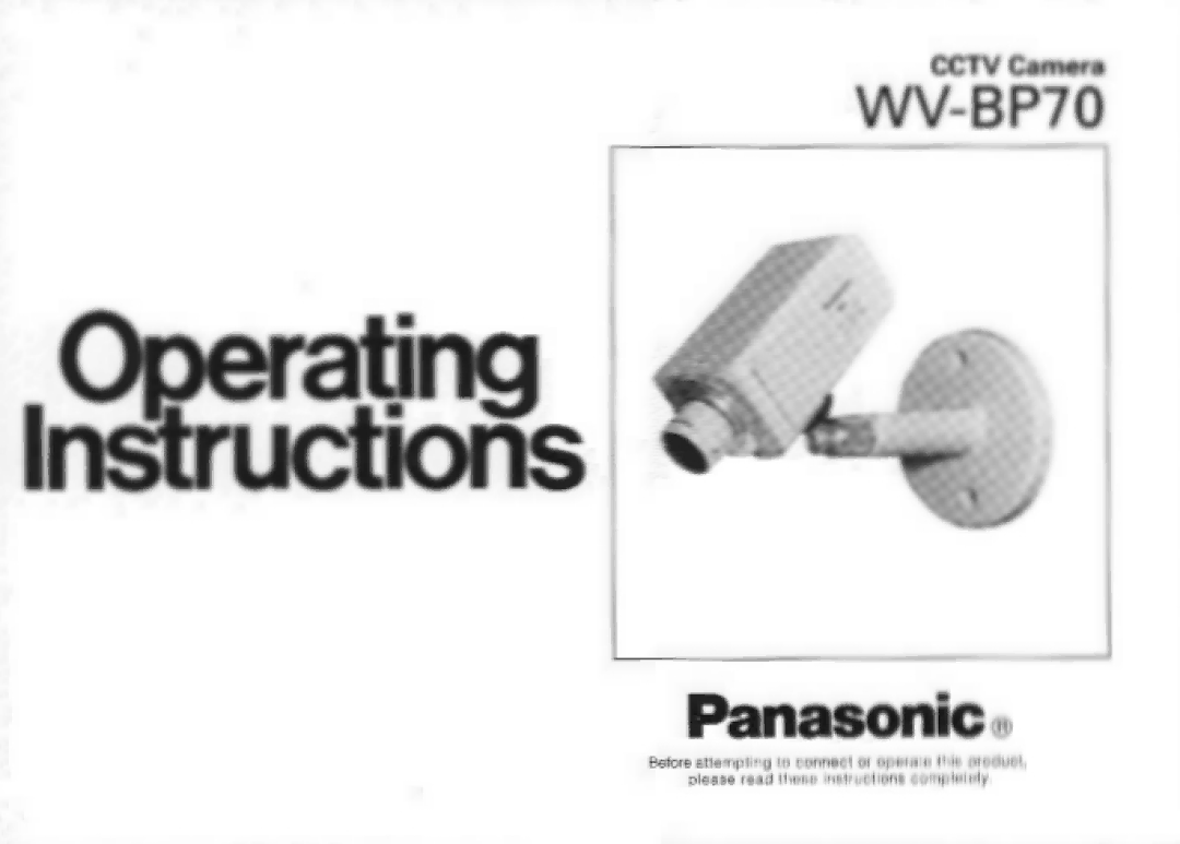 Panasonic WV-BP70 manual 