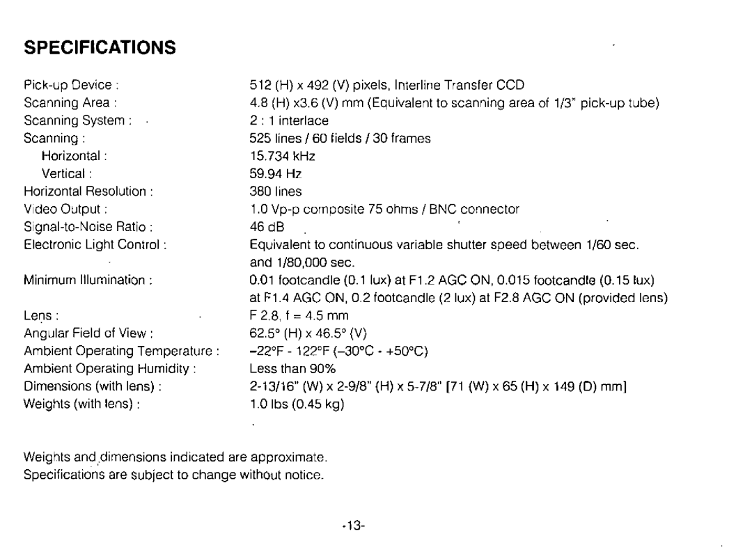 Panasonic WV-BP70 manual 