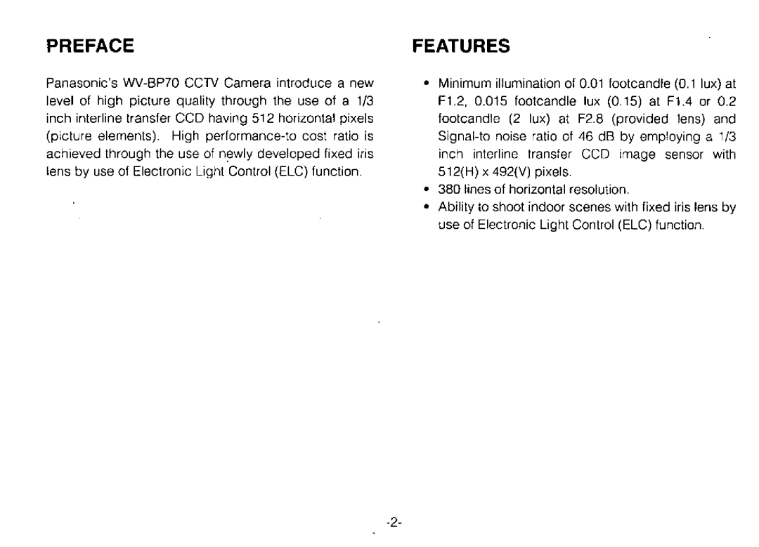 Panasonic WV-BP70 manual 