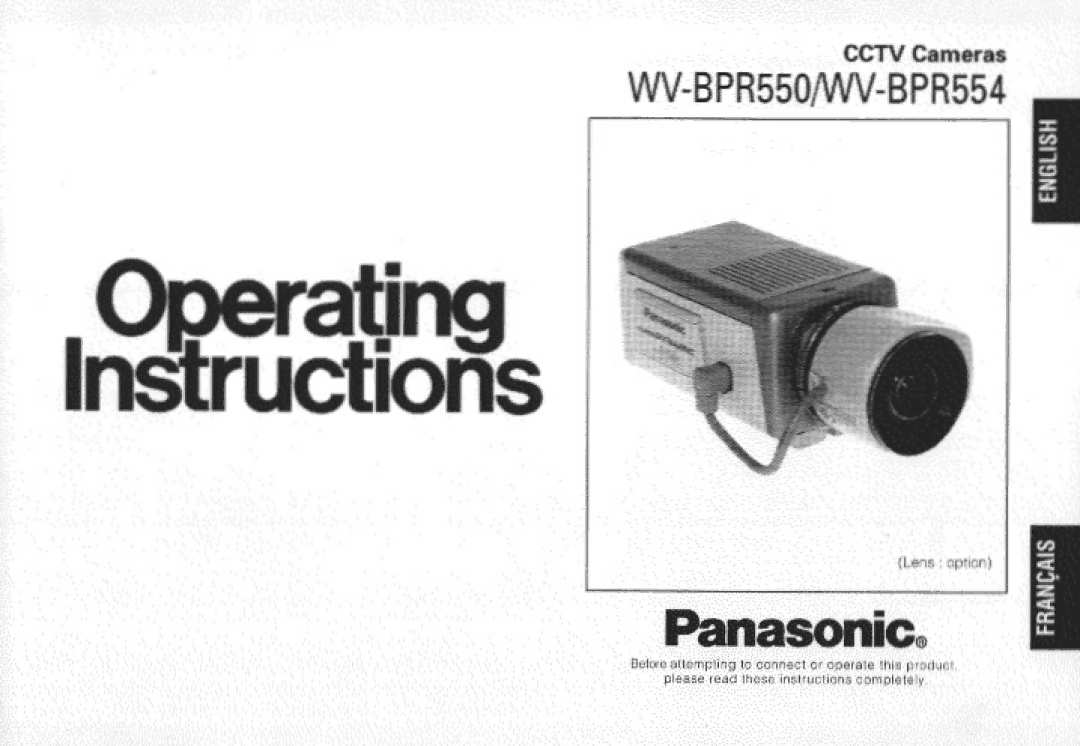 Panasonic WV-BPR550, WV-BPR554 manual 