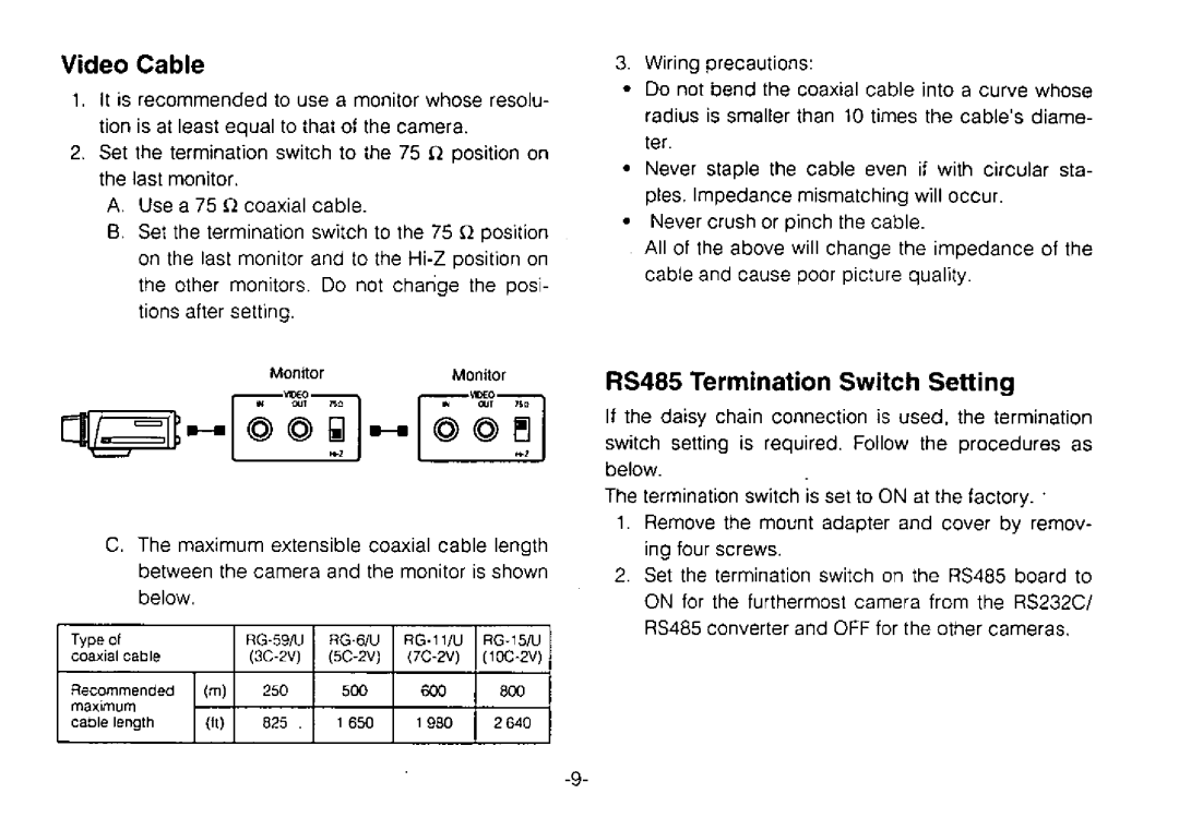 Panasonic WV-BPR550, WV-BPR554 manual 