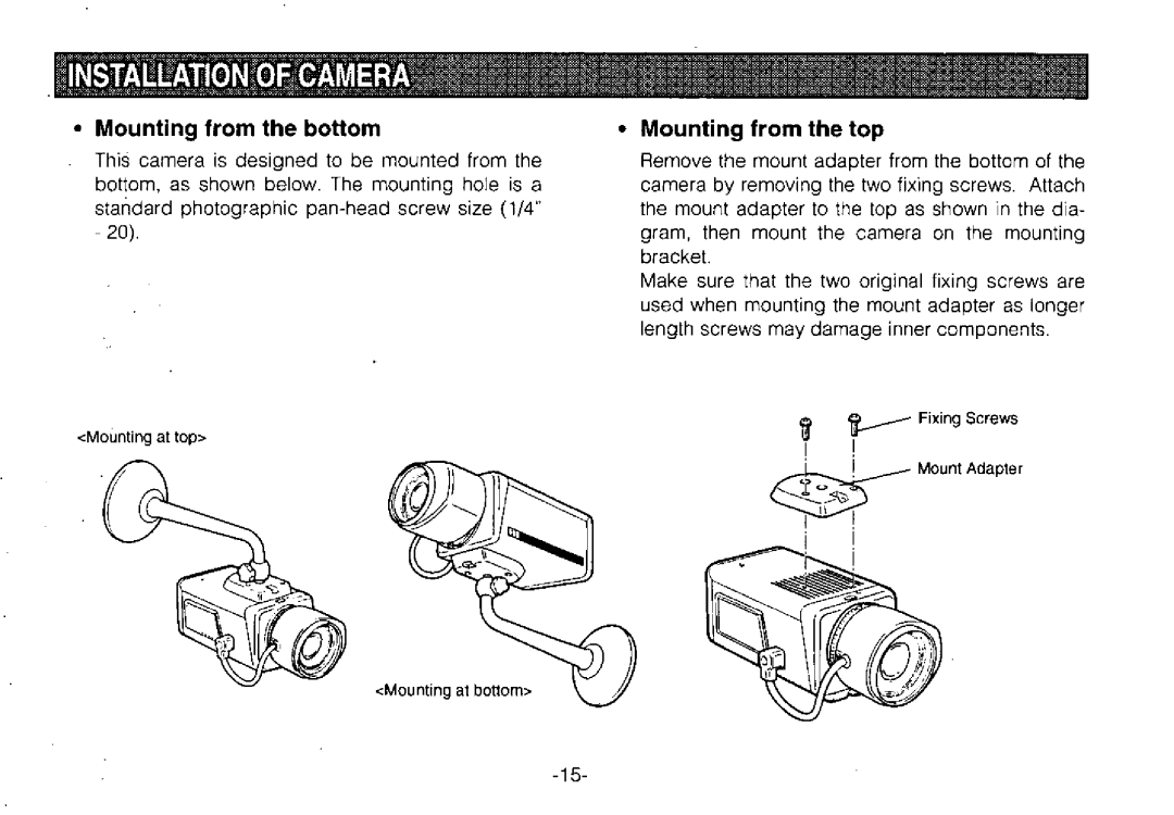 Panasonic WV-BPR550, WV-BPR554 manual 