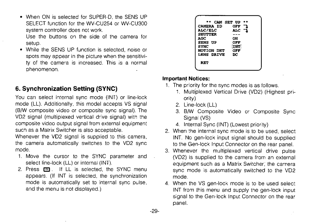 Panasonic WV-BPR550, WV-BPR554 manual 