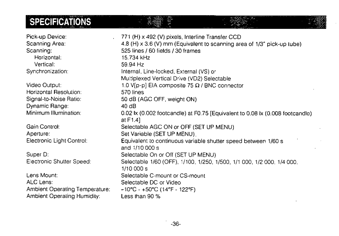 Panasonic WV-BPR554, WV-BPR550 manual 