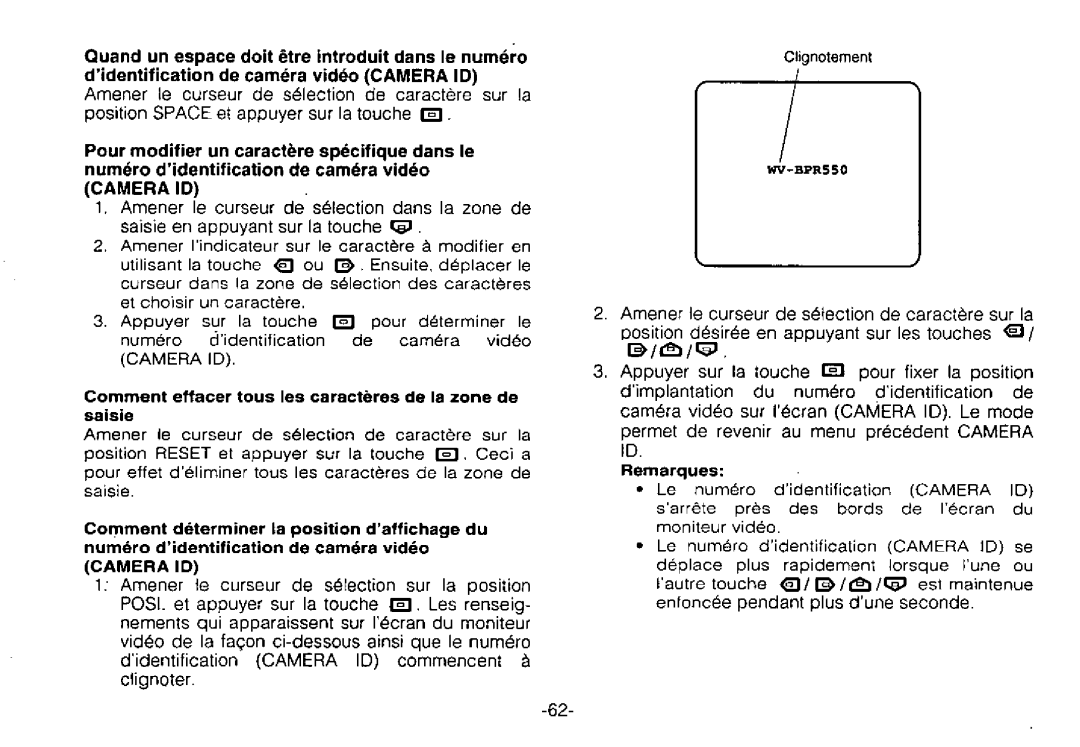 Panasonic WV-BPR554, WV-BPR550 manual 