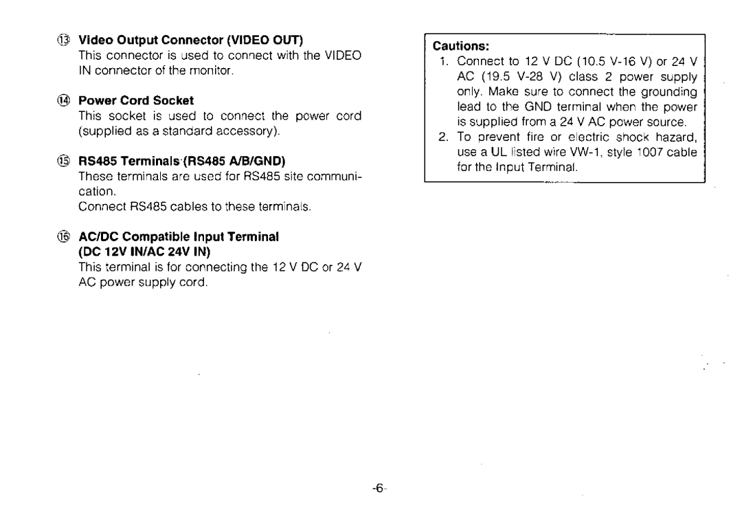 Panasonic WV-BPR554, WV-BPR550 manual 