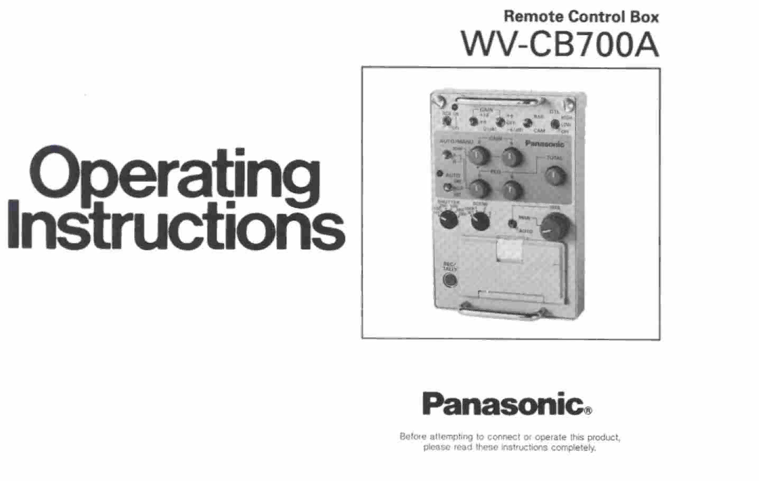 Panasonic WV-CB700A manual 