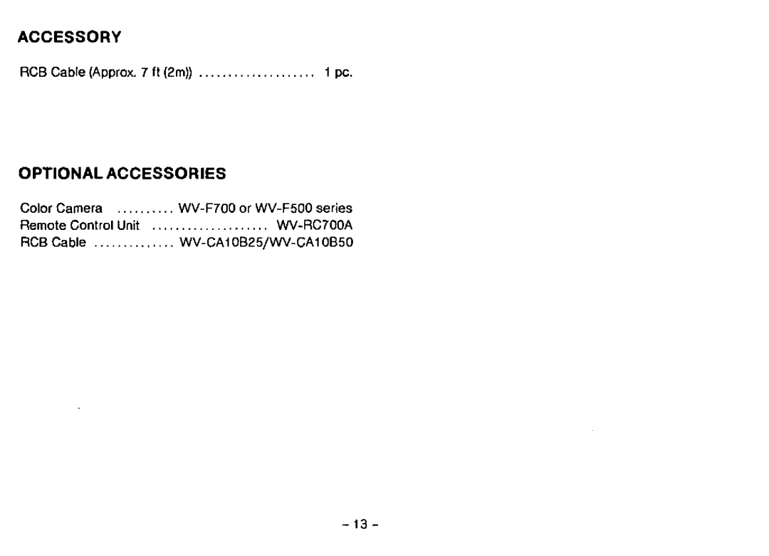 Panasonic WV-CB700A manual 