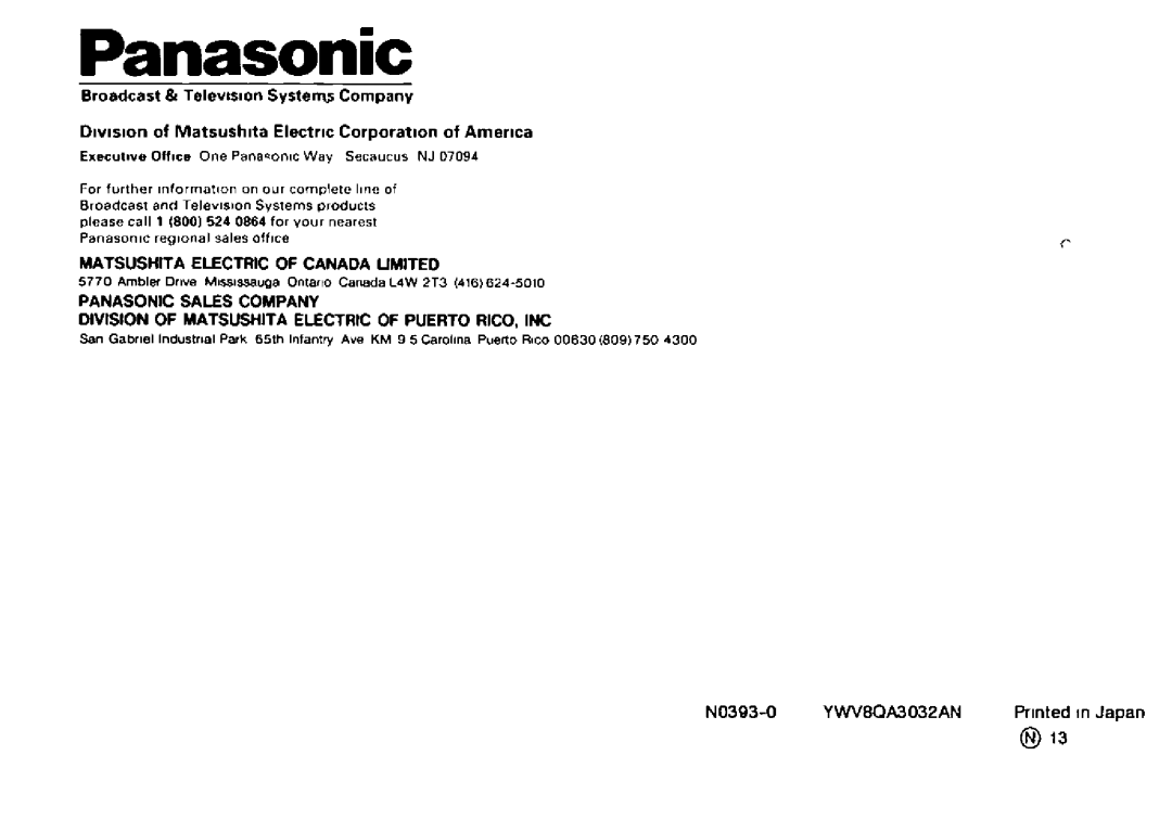 Panasonic WV-CB700A manual 