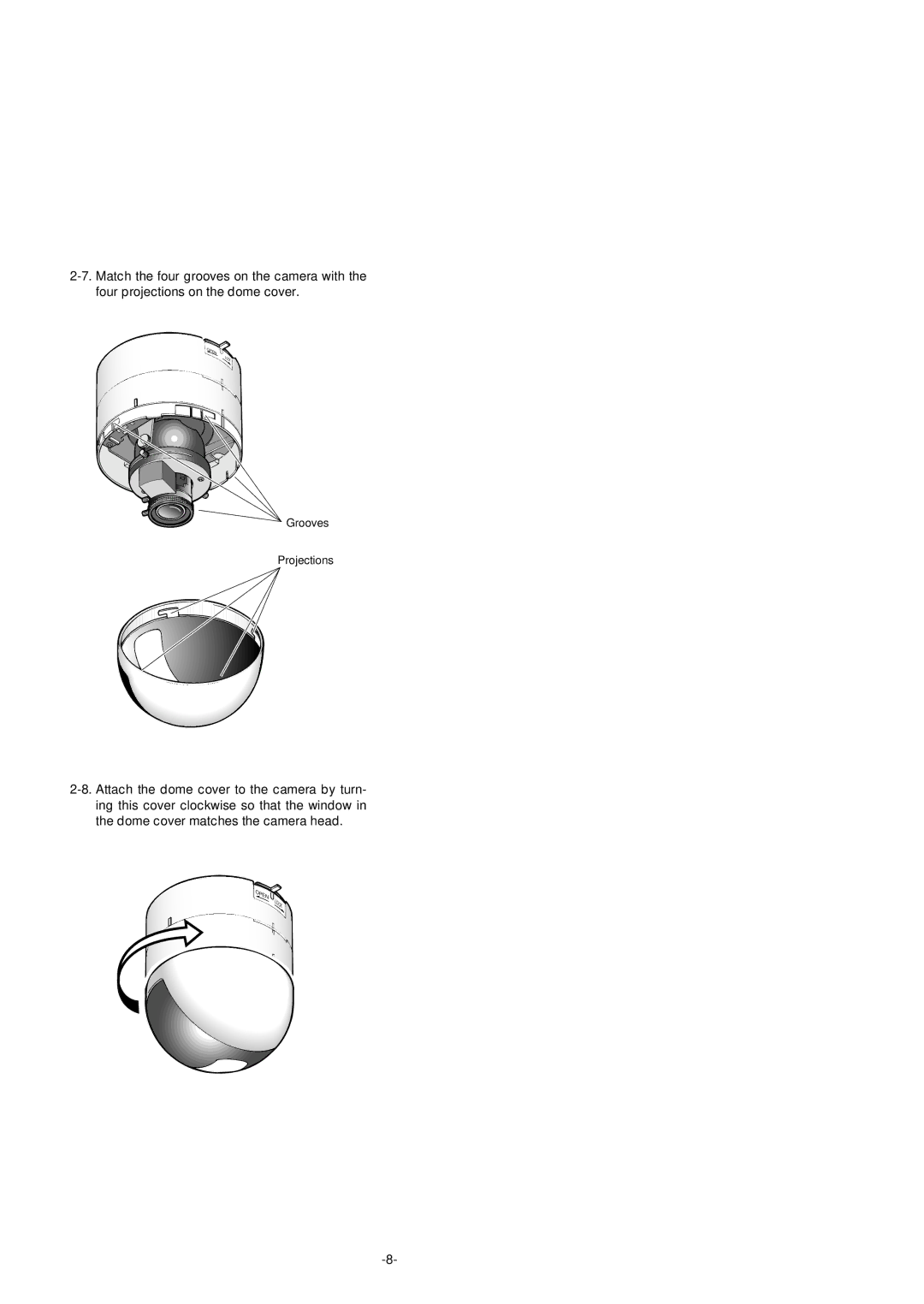 Panasonic WV-CF254 manual Grooves Projections 