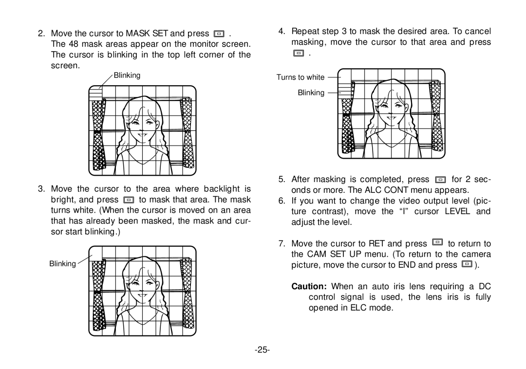 Panasonic WV-CL920, WV-CL924 operating instructions Blinking 