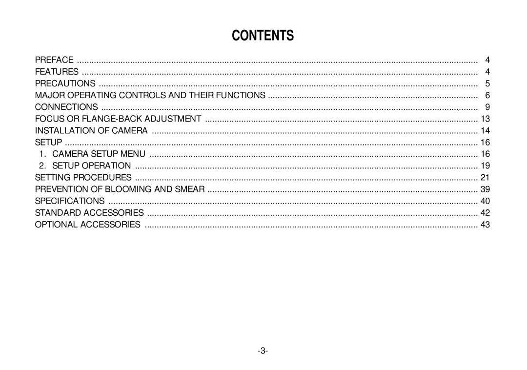 Panasonic WV-CL924, WV-CL920 operating instructions Contents 