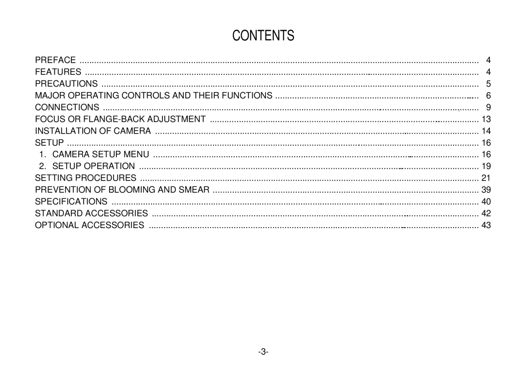 Panasonic WV-CL920A operating instructions Contents 