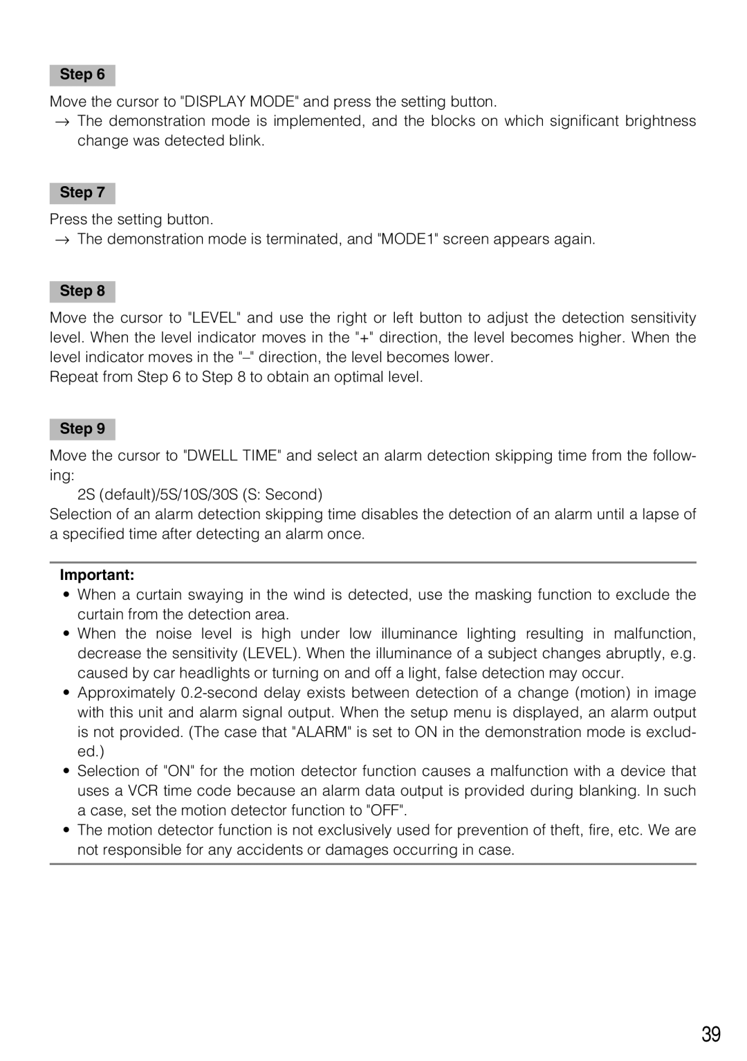 Panasonic WV-CL930, WV-CL934 operating instructions Step 